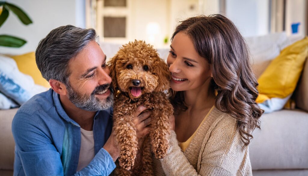 Raza de perro Caniche Toy con una familia